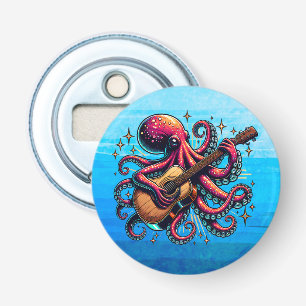 Grappige Cartoon Octopus Spelen Gitaar Button Flesopener
