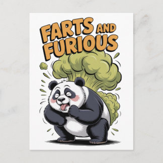 Grappige Cartoon Panda laat een Scheet op een Feestdagenkaart