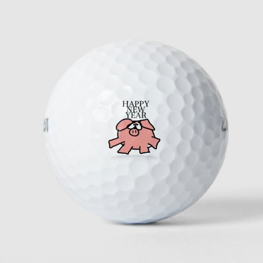 Grappige Cartoon Pig Nieuwjaar Golfballen (Voorkant)