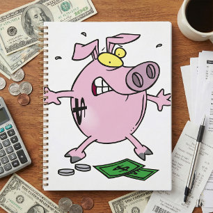Grappige Cartoon Piggy Bank verliest geld Planner