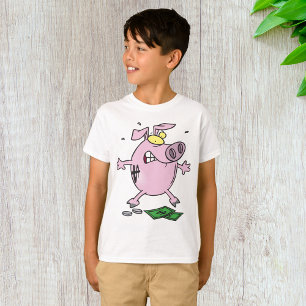Grappige Cartoon Piggy Bank verliest geld T-shirt