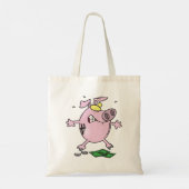 Grappige Cartoon Piggy Bank verliest geld Tote Bag (Achterkant)