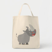 Grappige Cartoon Rhino Kruidenier Canvas tas (Voorkant)