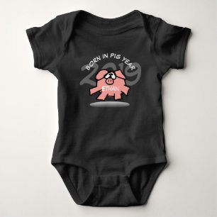 Grappige Cartoon Roze Varken aangepaste gepersonal Romper