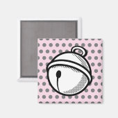 Grappige Cartoon Roze Zwart Wit Cat Bell Pop Art Magneet (Voorkant / Achterkant)