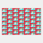 Grappige Cartoon Santa, rendier en wc-rol Inpakpapier Vel (Voorkant)