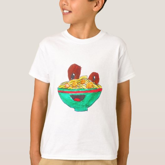 Grappige cartoon spaghettibal kunst t-shirt (Voorkant)