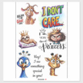 Grappige Cartoon Stickers Motivatie & Sarcastisch (Vel)