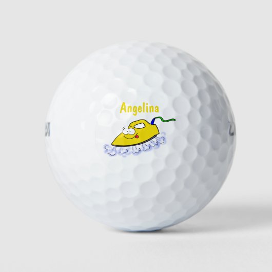 Grappige cartoon strijkijzer wasgoed illustratie golfballen (Voorkant)