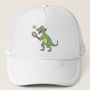 Grappige Cartoon T-Rex die Tennis Speelt Dinosauru Trucker Pet