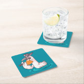 grappige cartoon van eend vierkante kartonnen onderzetter (Insitu)