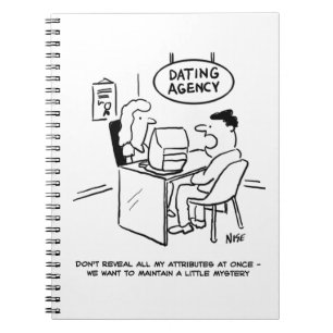 Grappige Cartoon van Man bij een Relatiebureau Notitieboek