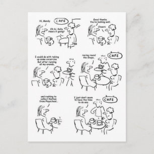 Grappige Cartoon van Vrouwen in een Koffiezaak Briefkaart