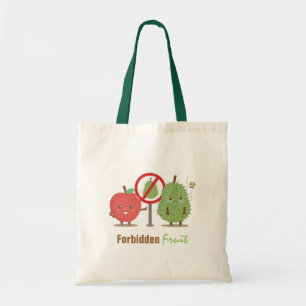 Grappige Cartoon, Verboden Fruit, Apple en Durian Tote Bag