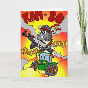 Grappige Cartoon Verjaardag Kaart - Rambo / Ram-bo