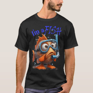 Grappige cartoon vis, whimiscal fantasie t-shirt