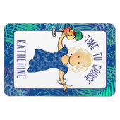 Grappige Cartoon voor Haar Tropical Beach Cruise D Magneet (Horizontaal)