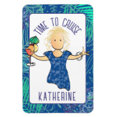 Grappige Cartoon voor Haar Tropical Beach Cruise D Magneet (Verticaal)