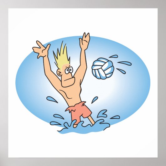 grappige cartoon waterpolo poster (Voorkant)