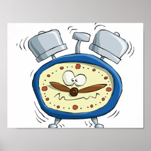 Grappige Cartoon Wekker Grappig Wakker Worden Poster