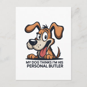 Grappige Cartoonhond Butler Citaat Feestdagenkaart