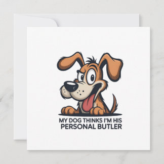 Grappige Cartoonhond Butler Citaat Feestdagenkaart