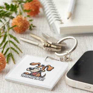Grappige Cartoonhond Butler Citaat Sleutelhanger