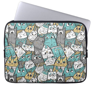 Grappige Cartoonkatten Laptop Sleeve
