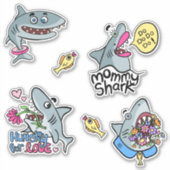 Grappige cartoony haaien Sticker Pack (Voorkant)