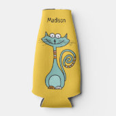 Grappige Cat aangepaste naam & kleur fles koeler (Voorkant)