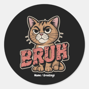 Grappige Cat Bruh Meme Graphic Humor Cat Lover Gif Ronde Sticker