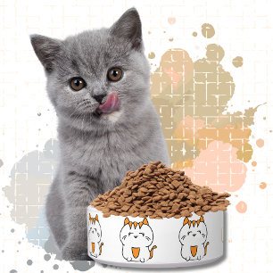 Grappige Cat Cartoon Gepersonaliseerde Pet Kitten  Voerbakje