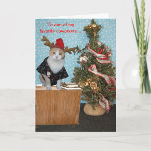 Grappige Cat Christmas Kaart voor collega
