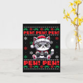 Grappige Cat Gamer Pew videogame Ugly Christmas Bo Kaart (Gele Bloem)
