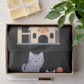 Grappige Cat Horror Films Schattige Halloween Cat  Tissuepapier (Geschenk)