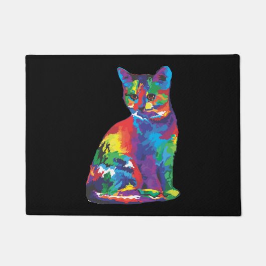 Grappige Cat kleuren Deurmat (Voorkant)