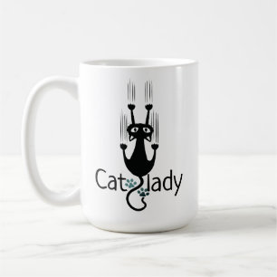 Grappige Cat Lady Black Cat 15 ounce koffie Mok