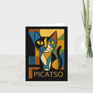 Grappige Cat Picatso - Kubisme Art Style- Desi Kaart