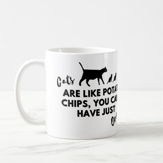 Grappige Cat Quote: Katten zijn als chips Koffiemok (Links)