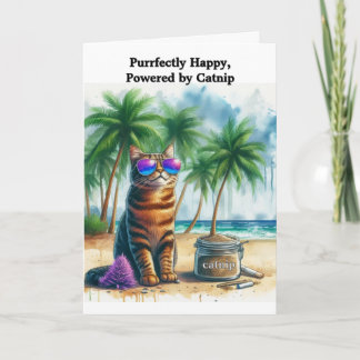 Grappige Catnip "Be Happy" Cat gevouwen Wenskaart Kaart