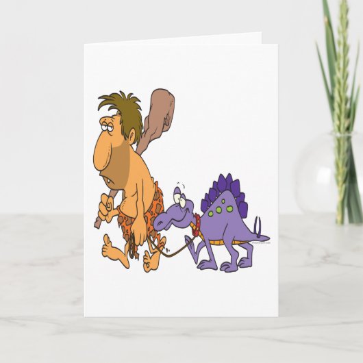 grappige caveman en pet dinosaurus kaart (Voorkant)