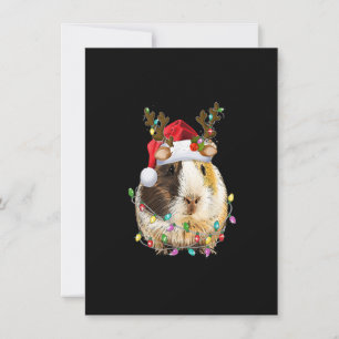 Grappige cavia kerstmuts rendiergeweien lichten kaart
