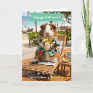 Grappige cavia-pensioenstrand ontspannen kaart