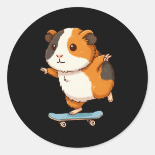 Grappige Cavia-schaatser Skateboard Ballerina Dier Ronde Sticker