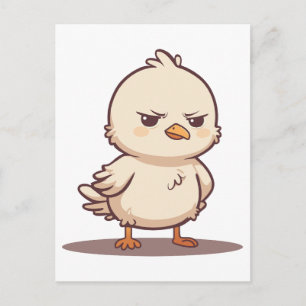 Grappige Chagrijnige Baby Vogel Kawaii Cartoon Aankondigingskaart