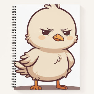Grappige Chagrijnige Baby Vogel Kawaii Cartoon Notitieboek
