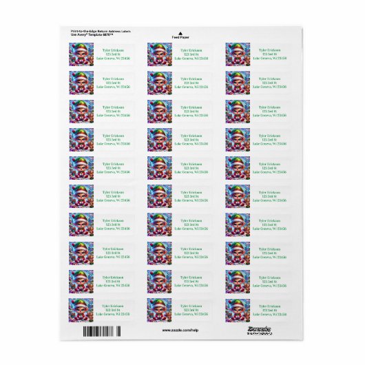 Grappige chagrijnige elf kerst etiket (Full Sheet)