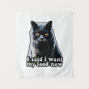 Grappige chagrijnige kat meme voor katteneigenaren wandkleed