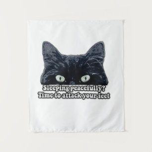 Grappige chagrijnige kat meme voor kitten eigenare wandkleed