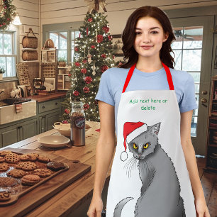 Grappige Chagrijnige Kerst Grijze Kat Vakantie Hum Schort